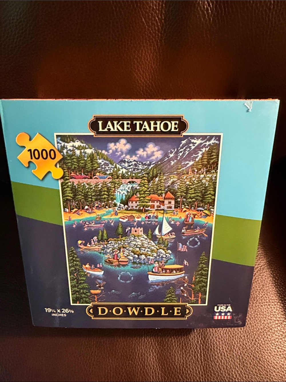 Lake Tahoe Dowdle 1000-Piece Puzzle - Blue & Green Box with poster. Like new